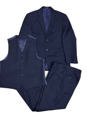 ALFRED SUNG 3-PC SUIT WOOL Luxury Blazer Dress Pants Business Casual Mens 40S